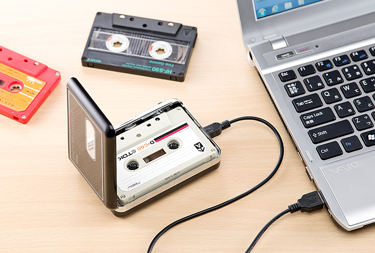 MP3の曲を  カセットテープデジタル化 MP3コンバーター カセットテープのプレーヤーとしても使えます  ストア カセットテープ USB変換プレーヤー