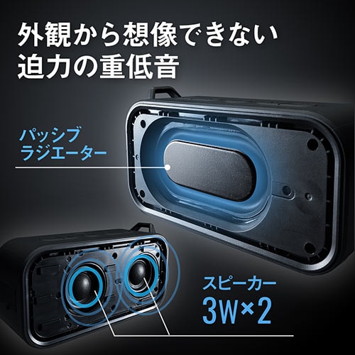 アウトレット】Bluetoothスピーカー(防水・防塵対応・Bluetooth4.2・microSD対応・6W・ブラック) /  ZGSP069BK：デジモノパーツ.com