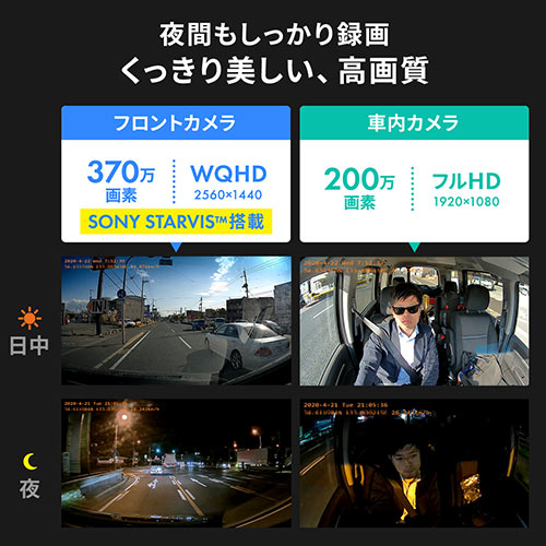 ドライブレコーダー デュアルカメラ 車外 車内撮影 前後同時録画 一体型 Led信号対応 Sony Starvis搭載 Gps フルhd Yk Cardr002 デジモノパーツ Com