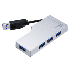 【アウトレット】USBハブ USB3.0タイプ(4ポート・ケーブル収納・シルバー)