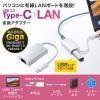 USB3.2 TypeC-LAN変換アダプタ(USBハブポート付・ホワイト)